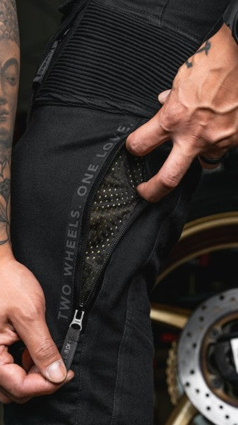 Ride Rich Unit 16 Armoured Denim Cargo Motorcycle Joggers - Black